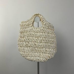 White raffia handbag